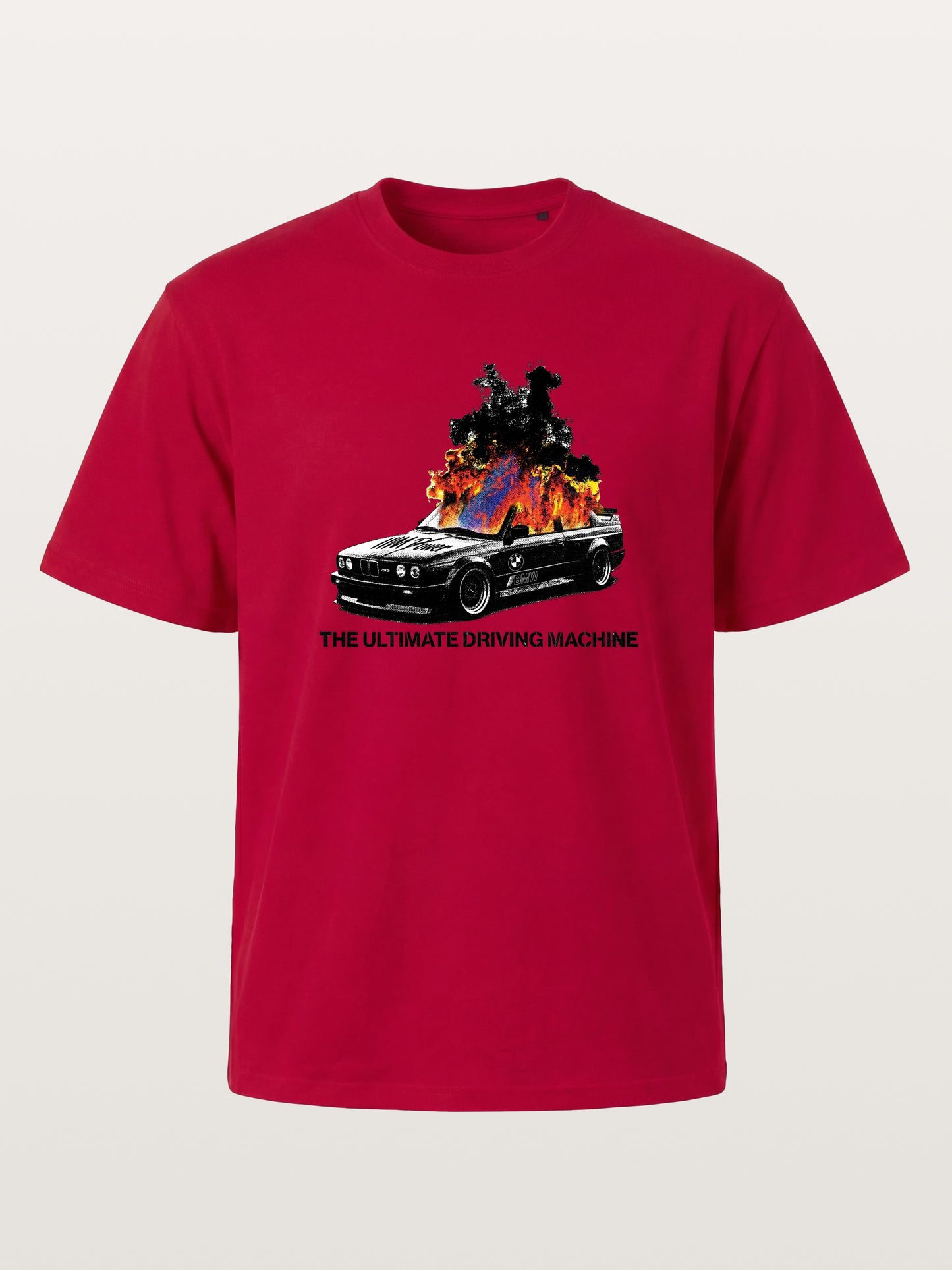 Burning BMW Retro Halftone Poster Gildan T-shirt