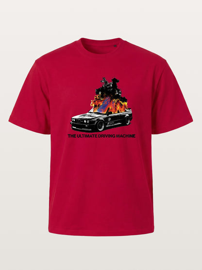 Burning BMW Retro Halftone Poster Gildan T-shirt