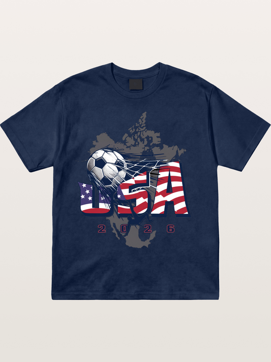 American Flag Soccer Map 2026 Cotton T-shirt