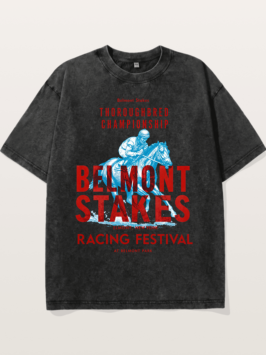 Belmont Stakes Racing Festival Art Washed T-shirt