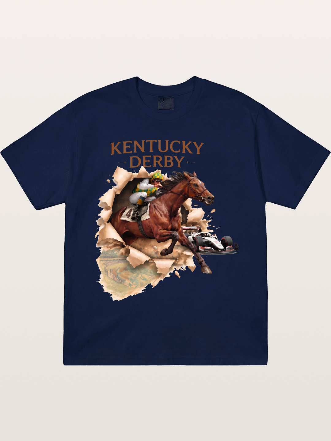 Derby Horse & Race Car Collage Design Gildan T-shirt