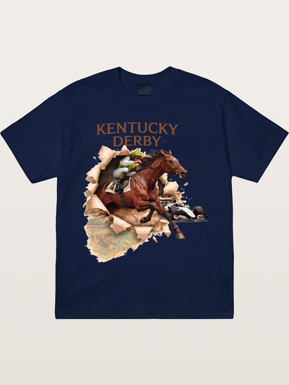 Derby Horse & Race Car Collage Design Gildan T-shirt