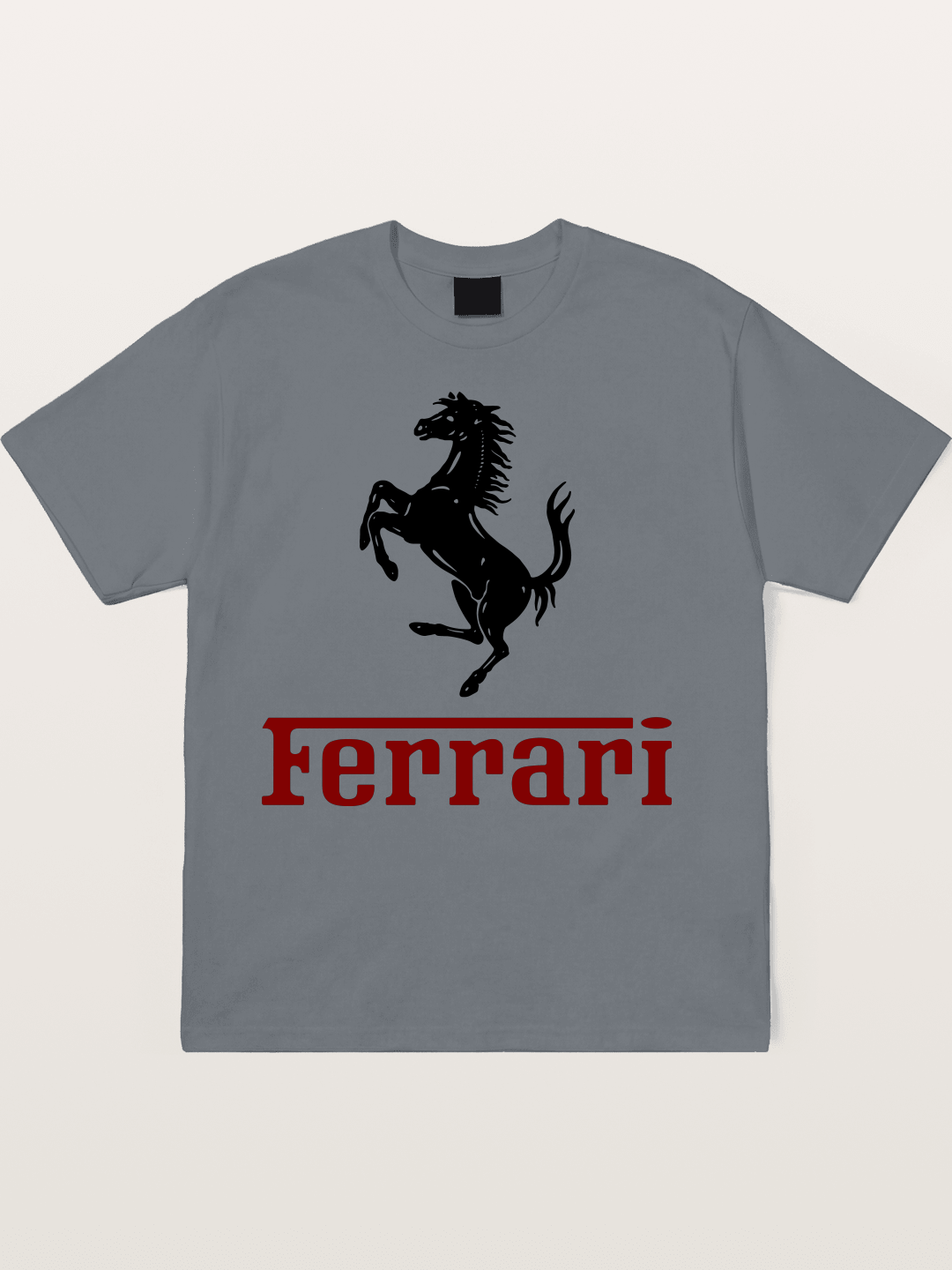 Ferrari Black Horse Logo Cotton T-shirt