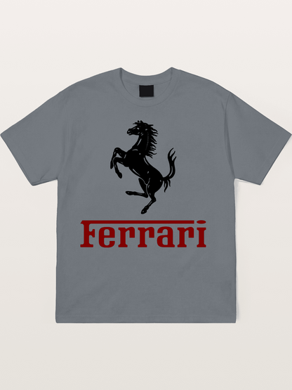 Ferrari Black Horse Logo Cotton T-shirt