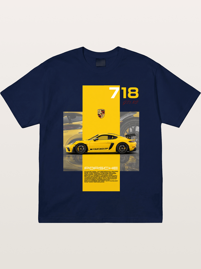 Porsche 718 GT4 RS Yellow Sports Car Gildan T-shirt
