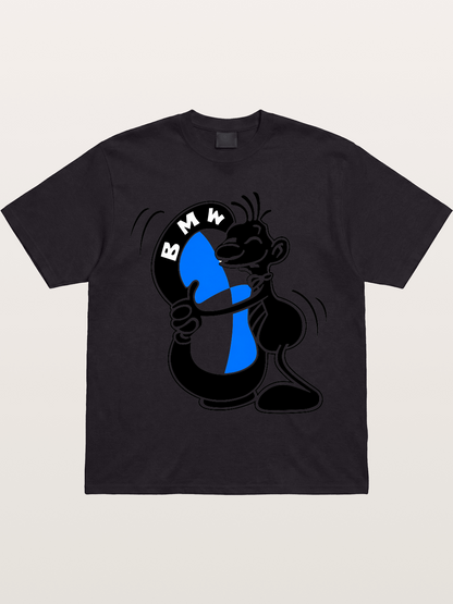 BMW Cartoon Mascot Sticker Gildan T-shirt