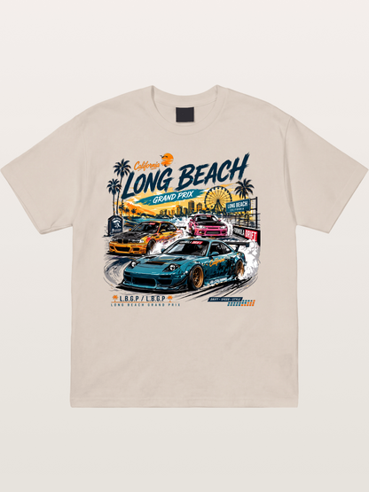 Long Beach Drift Racing Art Cotton T-shirt