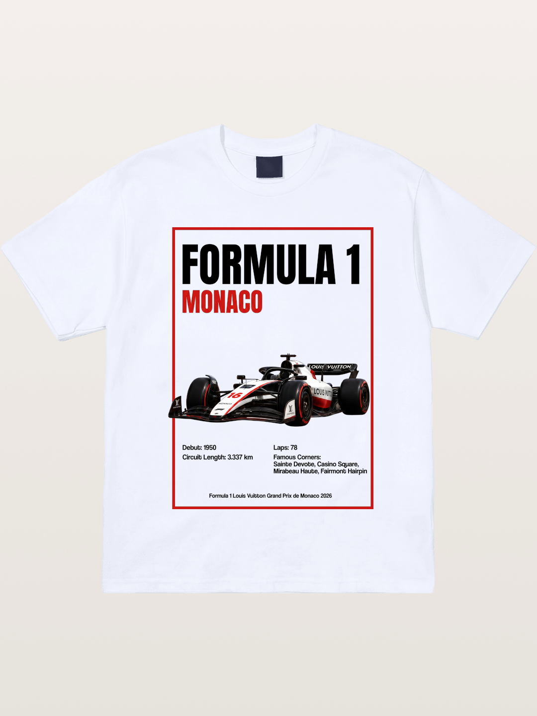 F1 Monaco LV Racing Car Poster Gildan T-shirt