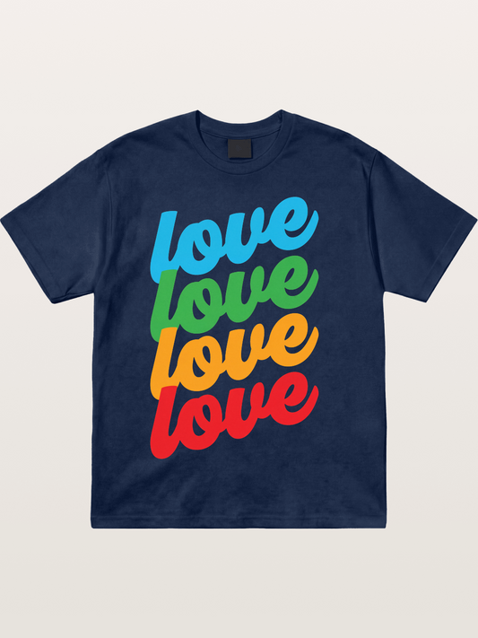Love Is Love Stacked Rainbow Cotton T-shirt