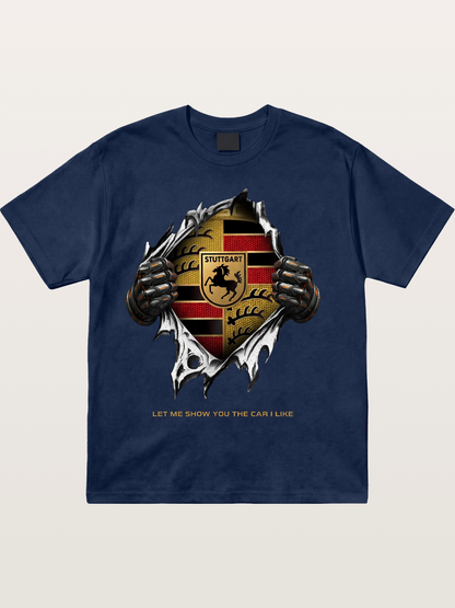 Porsche Crest Tear Through Effect Cotton T-shirt