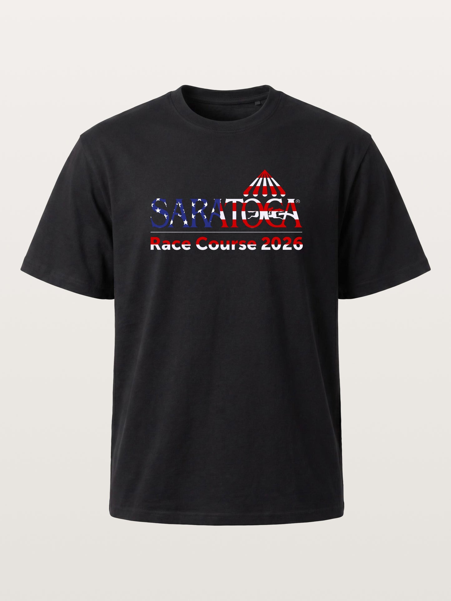 Saratoga Race Course Star Spangled Text Gildan T-shirt