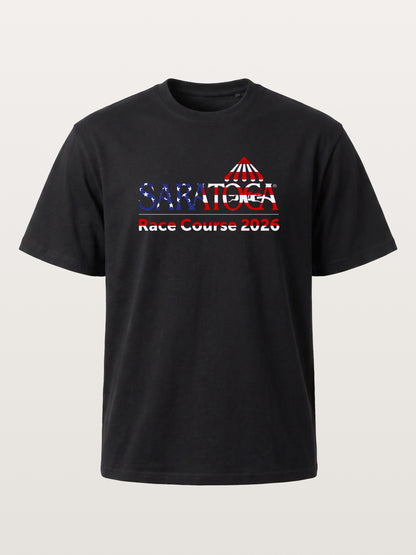 Saratoga Race Course Star Spangled Text Gildan T-shirt