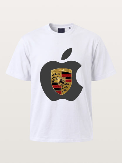 Porsche Crest Inside Apple Outline Gildan T-shirt