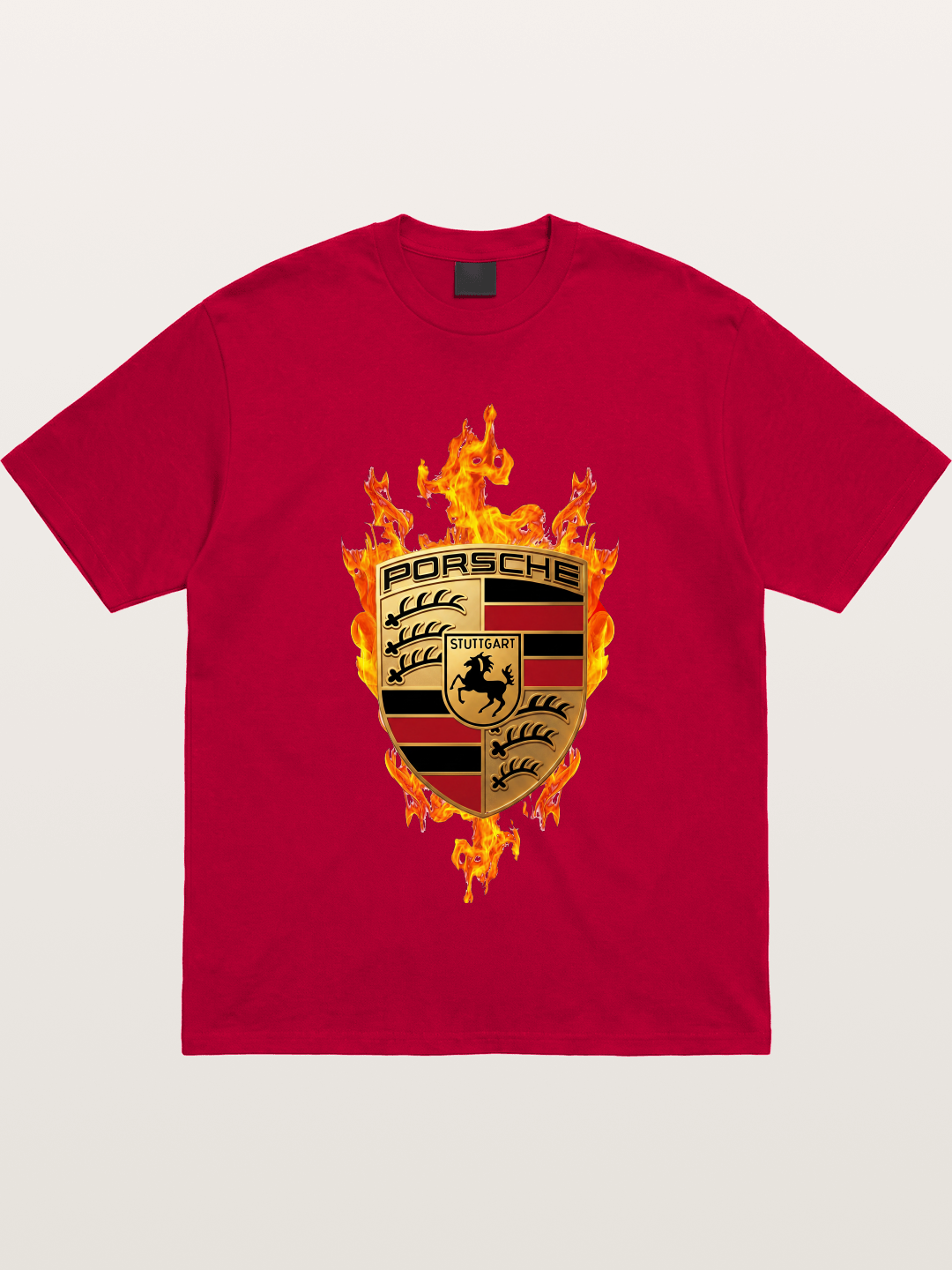 Porsche Flaming Logo Print Gildan T-shirt