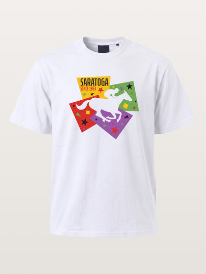 Saratoga Geometric Horse Rider Art Cotton T-shirt