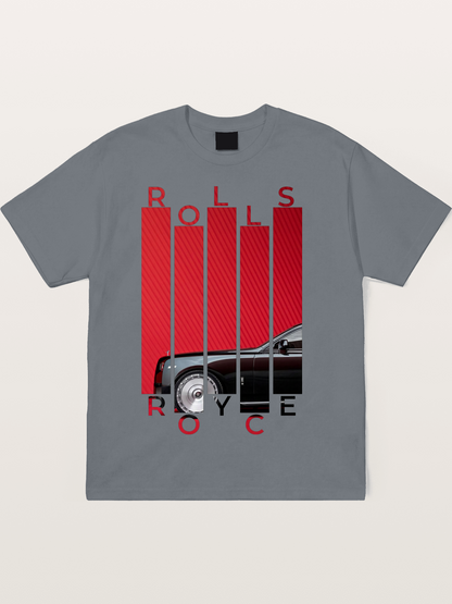 Rolls Royce Barcode Style Print Cotton T-shirt