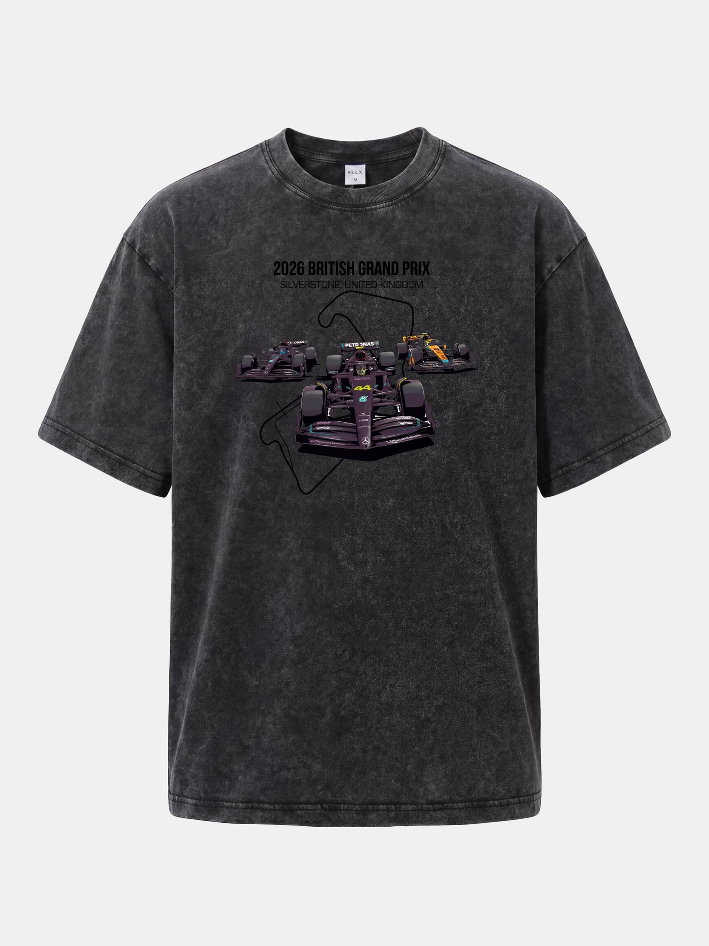 F1 Cars Silverstone Track Overlay Washed T-shirt
