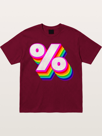 Rainbow Stacked Percent Symbol Pride Gildan T-shirt