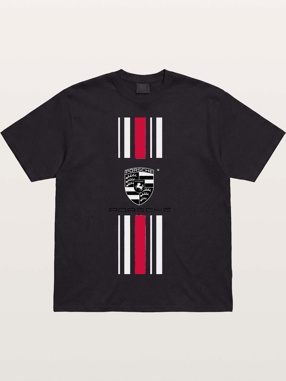 Porsche Crest Striped Design Cotton T-shirt