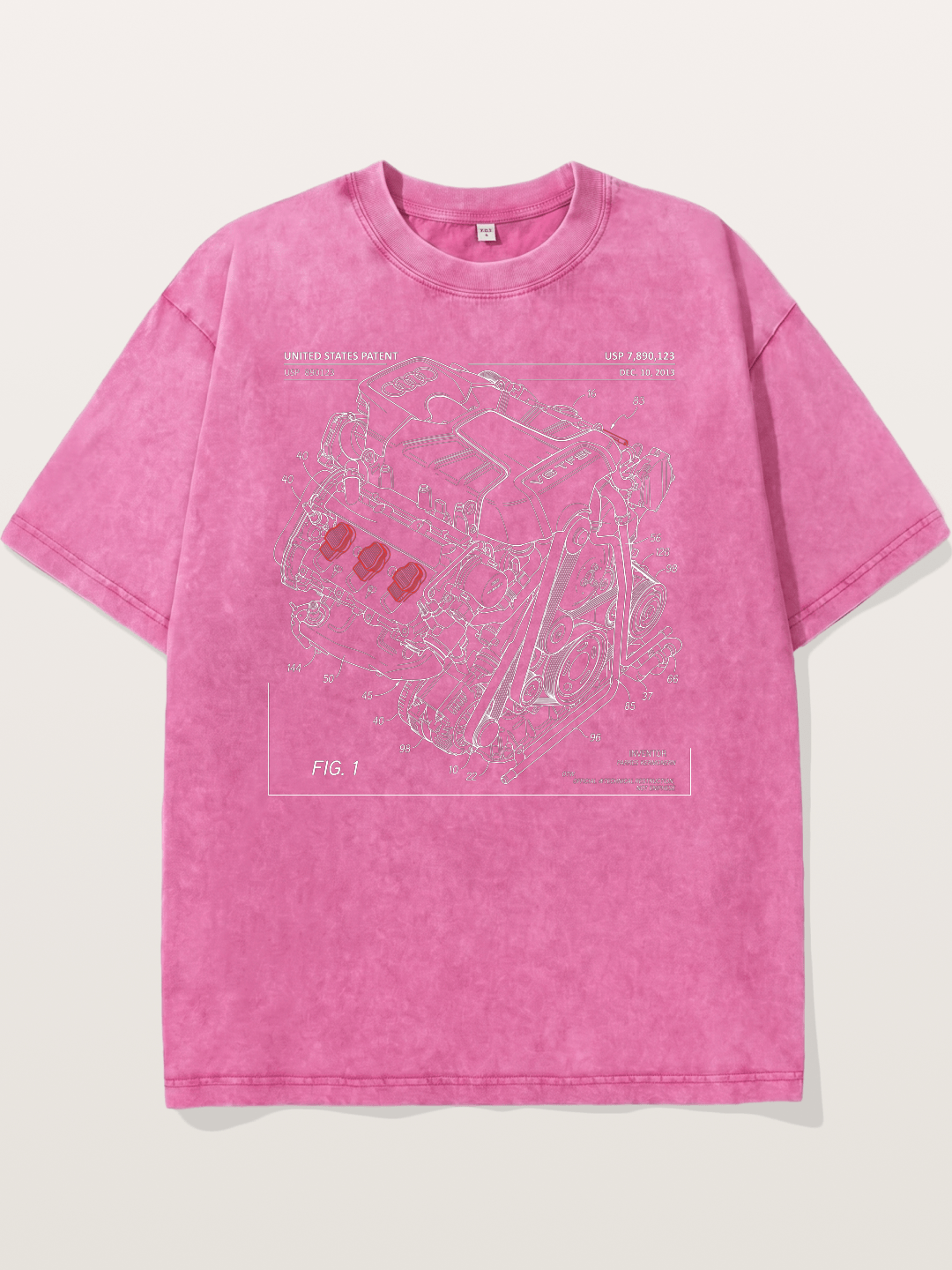 V6 TFSI Audi Powertrain Patent Drawing Washed T-shirt