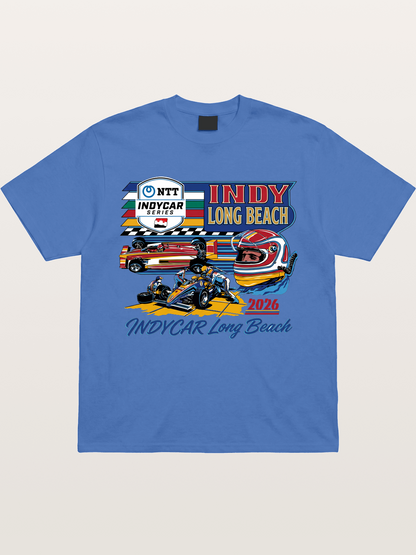 IndyCar Long Beach Vintage Art Gildan T-shirt