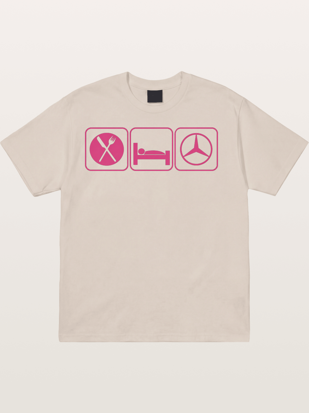 Eat Sleep Mercedes Pink Print Cotton T-shirt