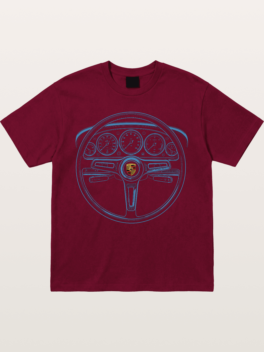 Porsche Classic Steering Wheel Blueprint Gildan T-shirt