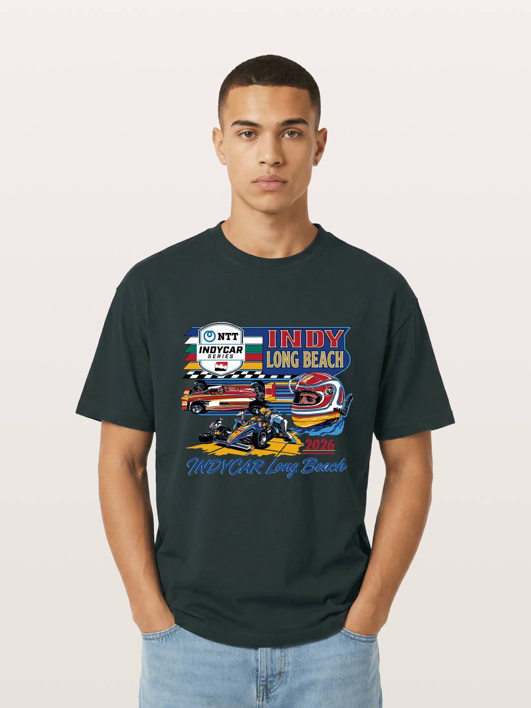IndyCar Long Beach Vintage Art Gildan T-shirt
