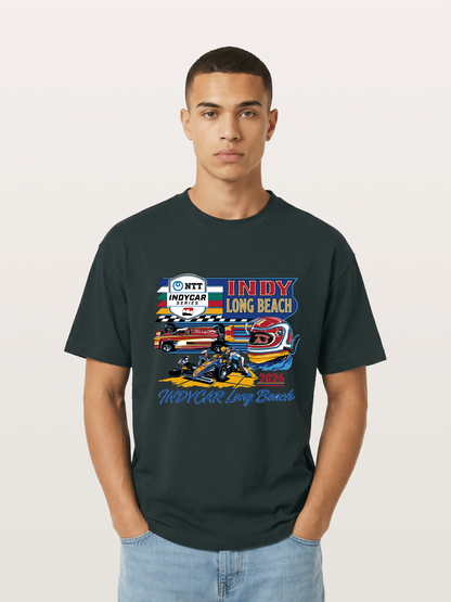 IndyCar Long Beach Vintage Art Gildan T-shirt