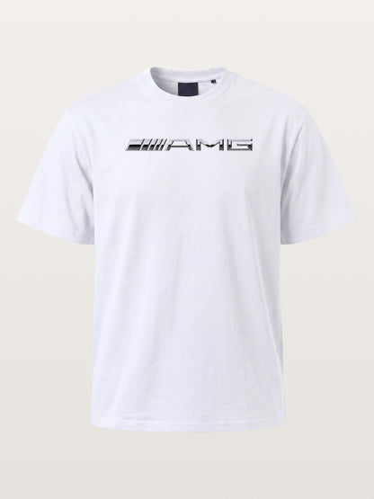 Metallic Finish AMG Three Strip Emblem Cotton T-shirt