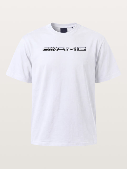 Metallic Finish AMG Three Strip Emblem Cotton T-shirt