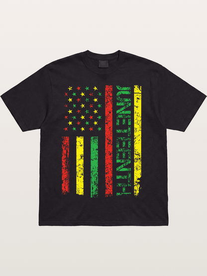 Juneteenth Stars and Stripes Design Cotton T-shirt