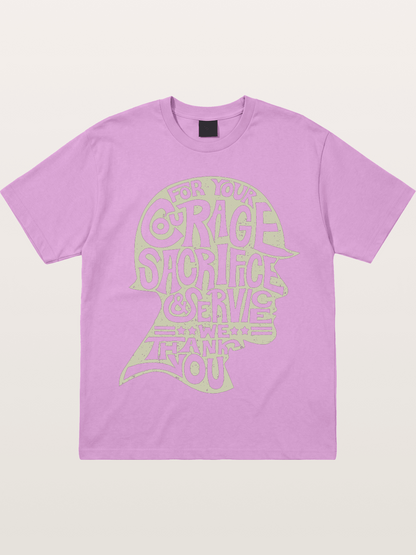 Soldier Helmet Courage Sacrifice Word Art Gildan T-shirt