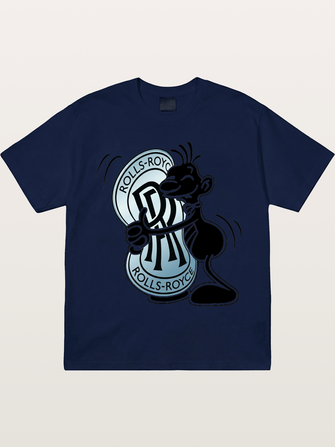Mascot Hugging Rolls-Royce Logo Gildan T-shirt