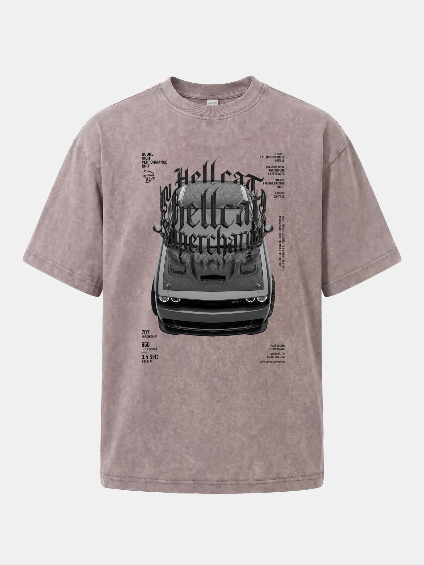 Gothic Hellcat Front View Print Washed T-shirt