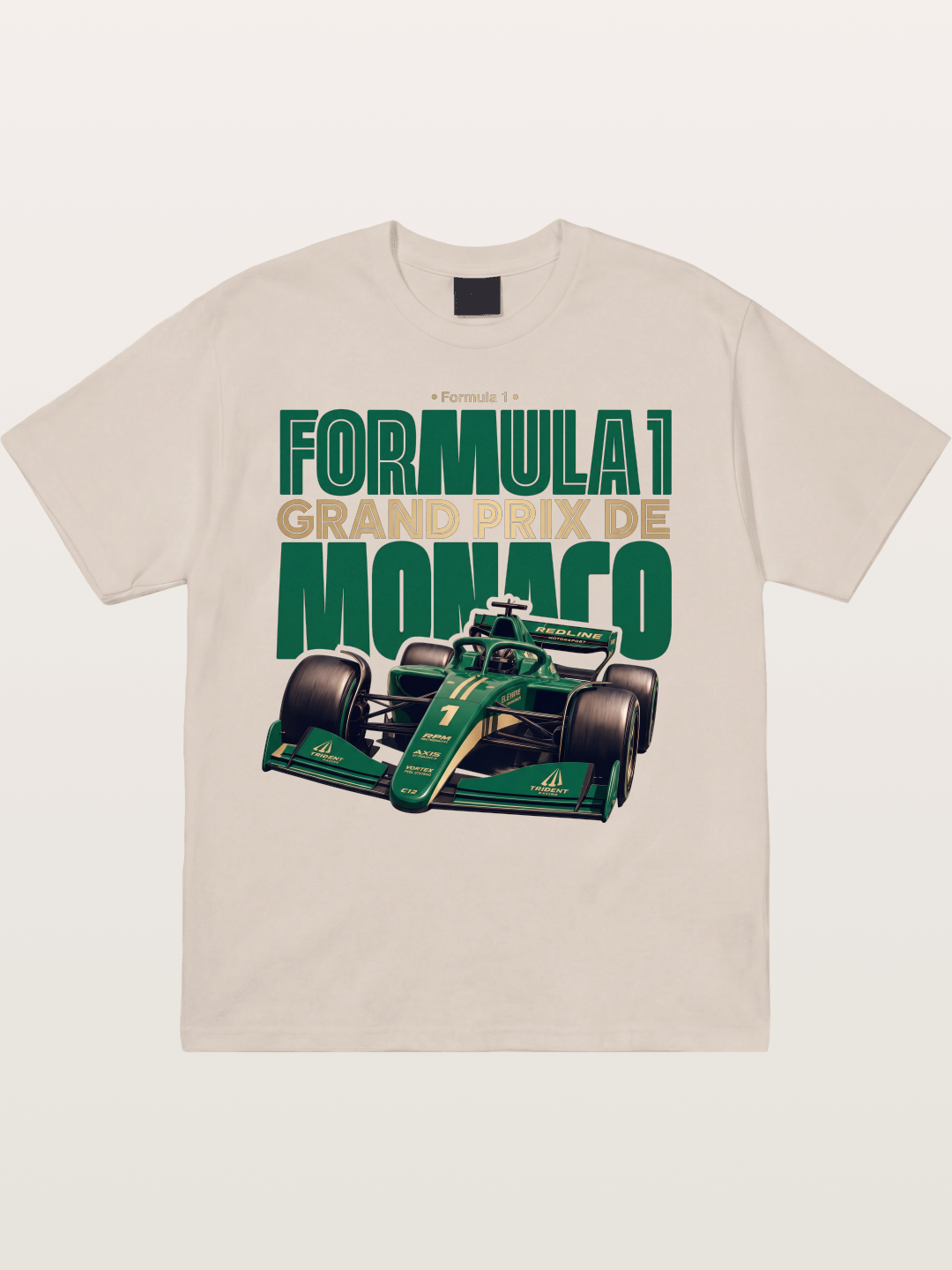 Green Monaco F1 Race Print Cotton T-shirt