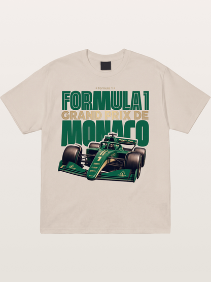 Green Monaco F1 Race Print Cotton T-shirt