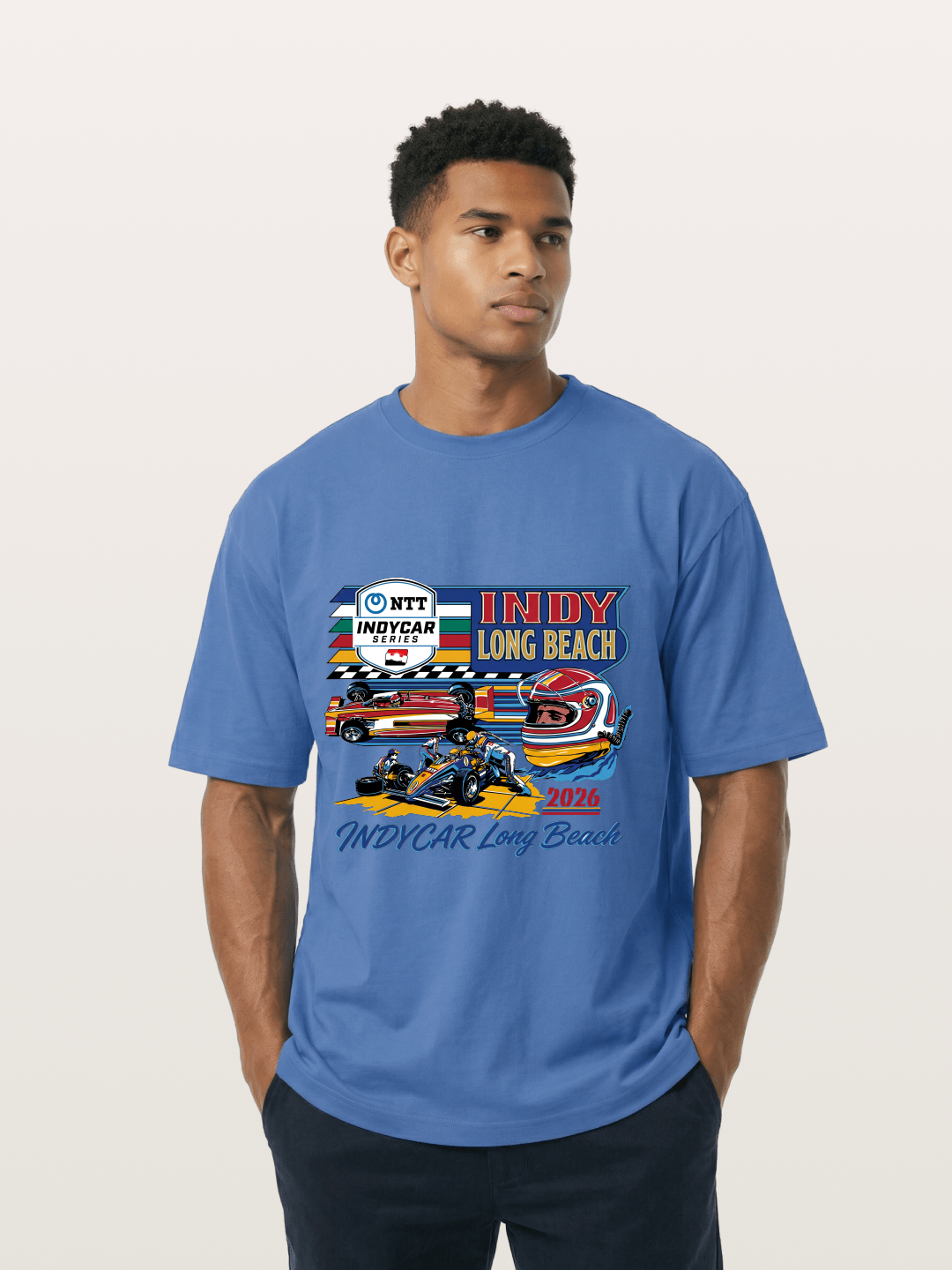 IndyCar Long Beach Vintage Art Gildan T-shirt