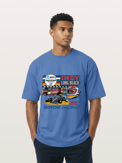 IndyCar Long Beach Vintage Art Gildan T-shirt