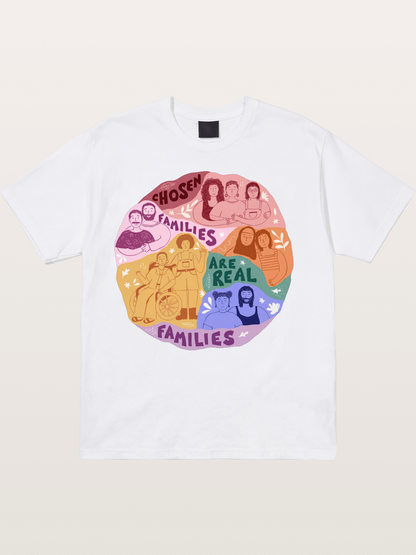 Chosen Families Pride Circle Illustration Cotton T-shirt