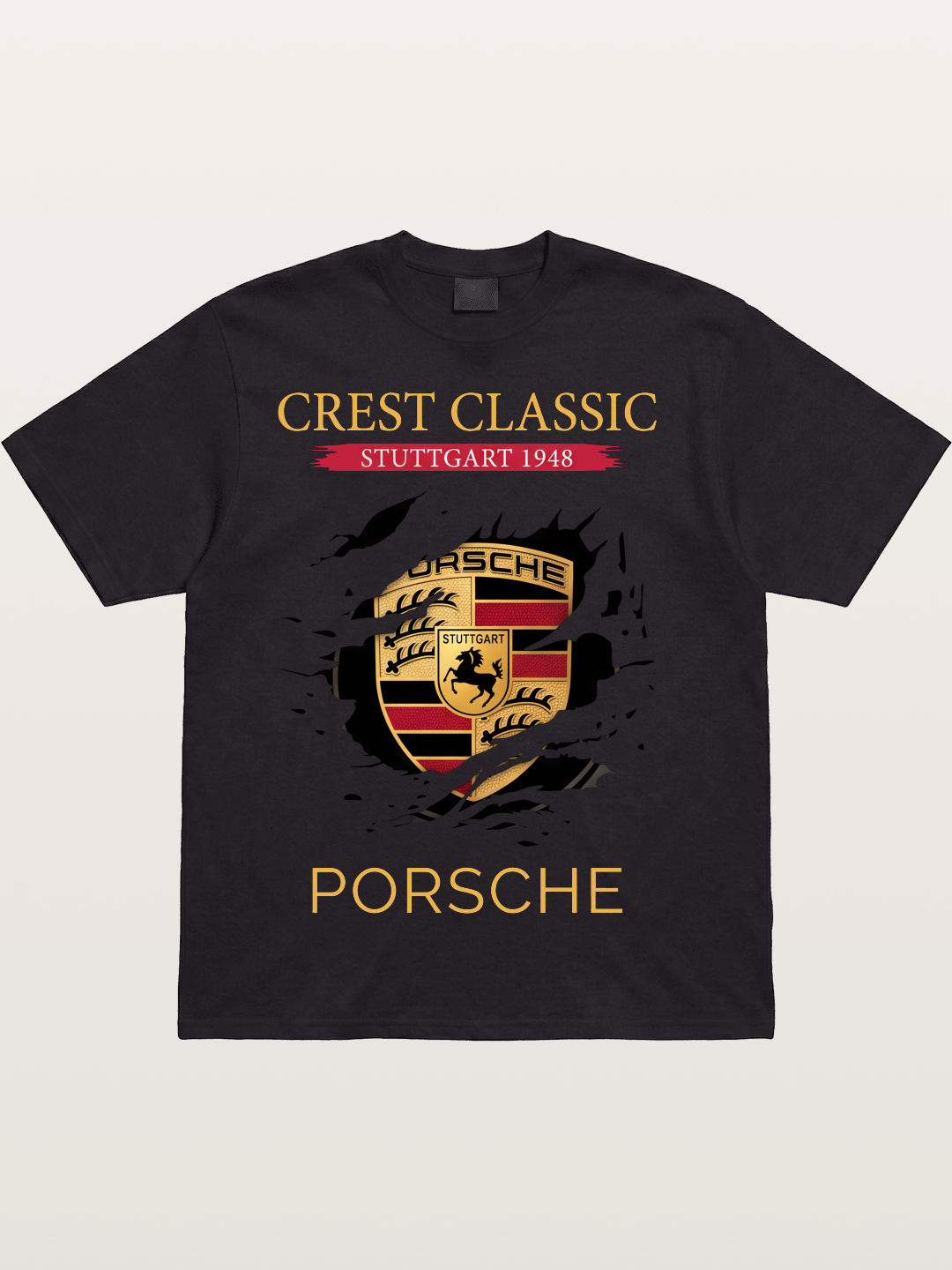 Porsche Stuttgart Tear Logo Cotton T-shirt