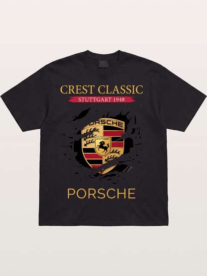 Porsche Stuttgart Tear Logo Cotton T-shirt