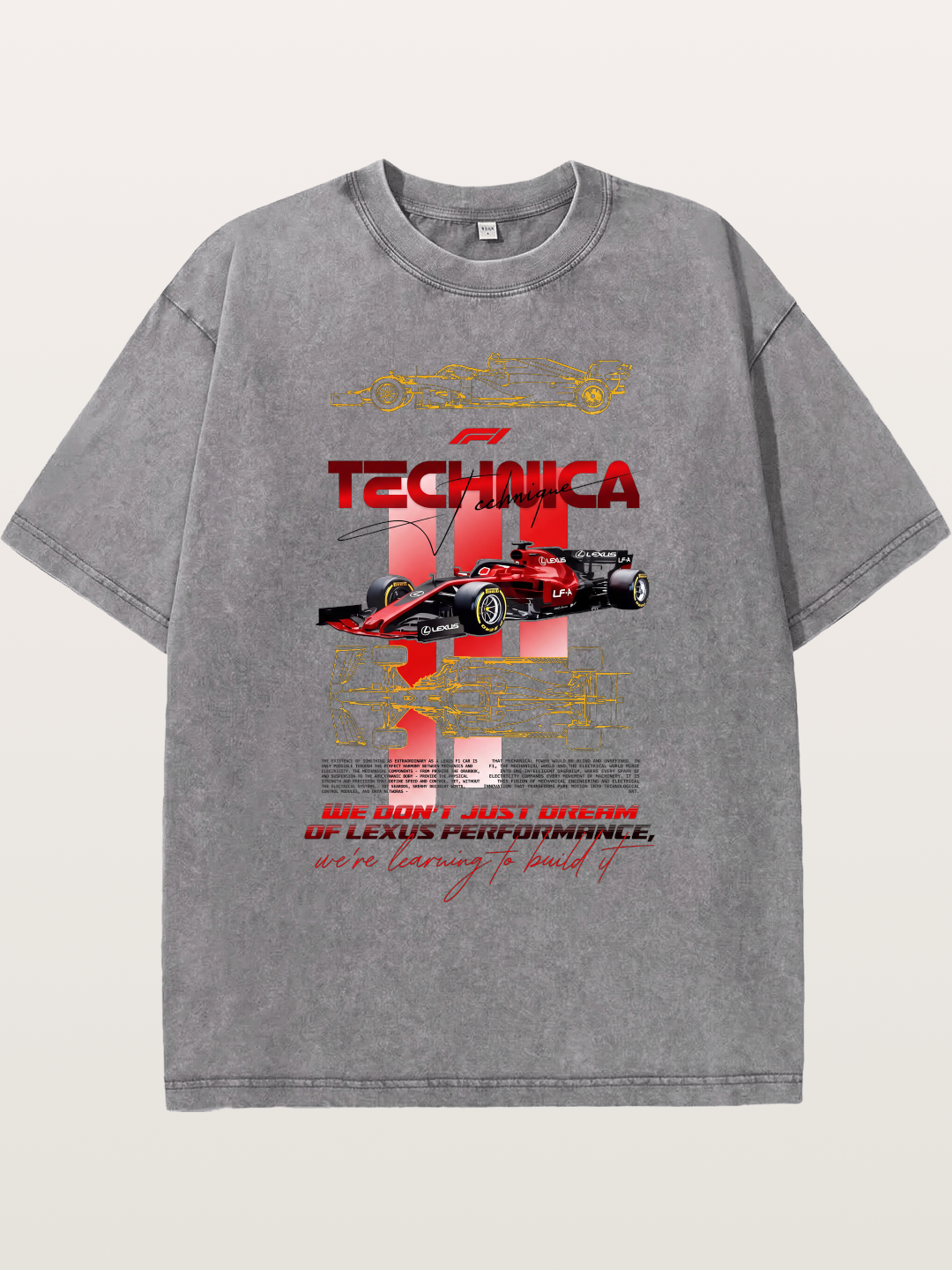 Red F1 Lexus Tech Racing Card Washed T-shirt