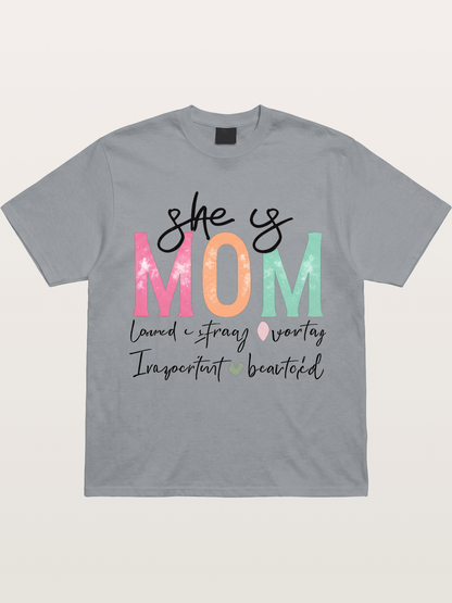 She is Mom Boho Pastel Print Gildan T-shirt
