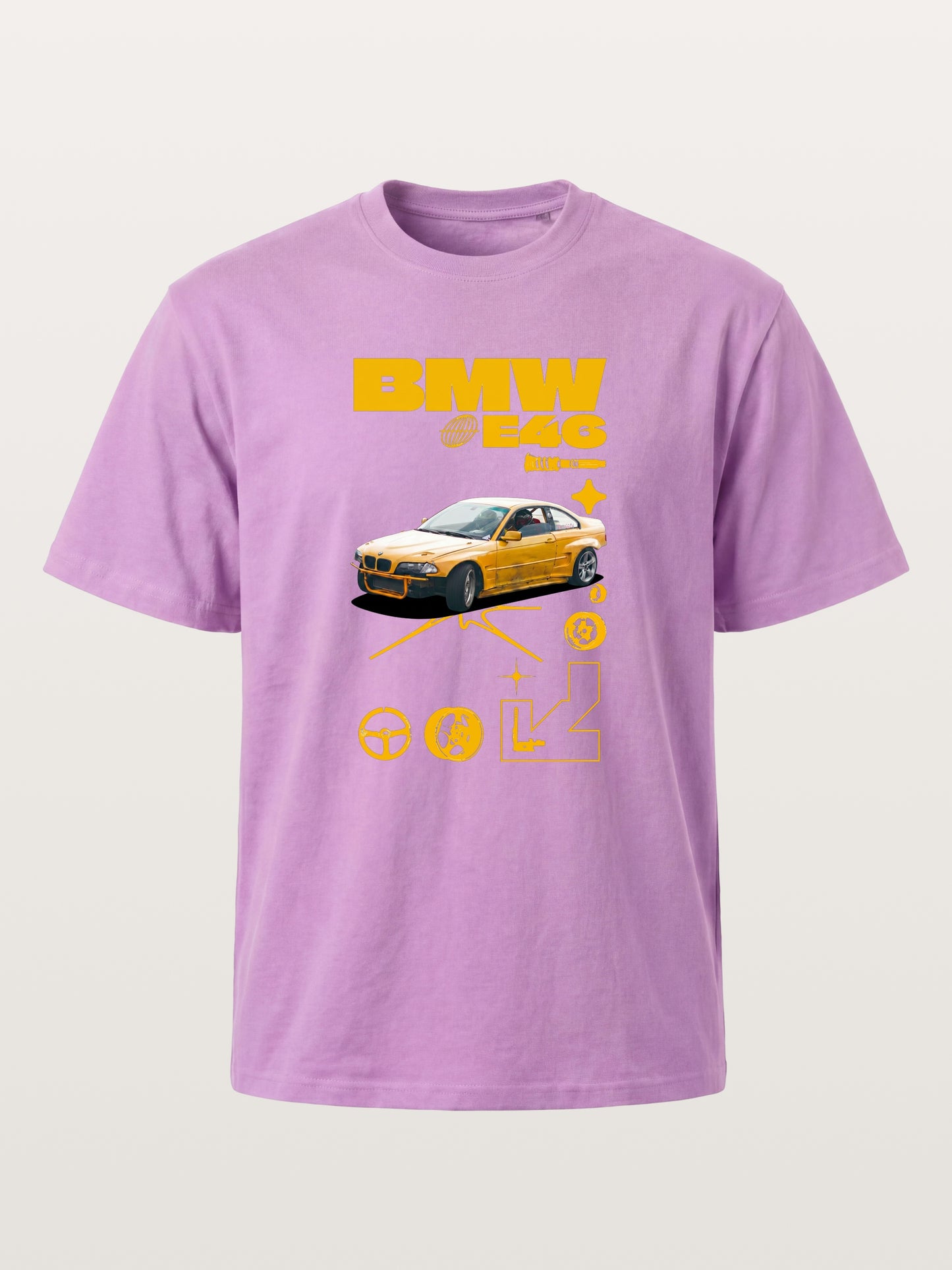 BMW E46 Yellow Tuner Print Gildan T-shirt