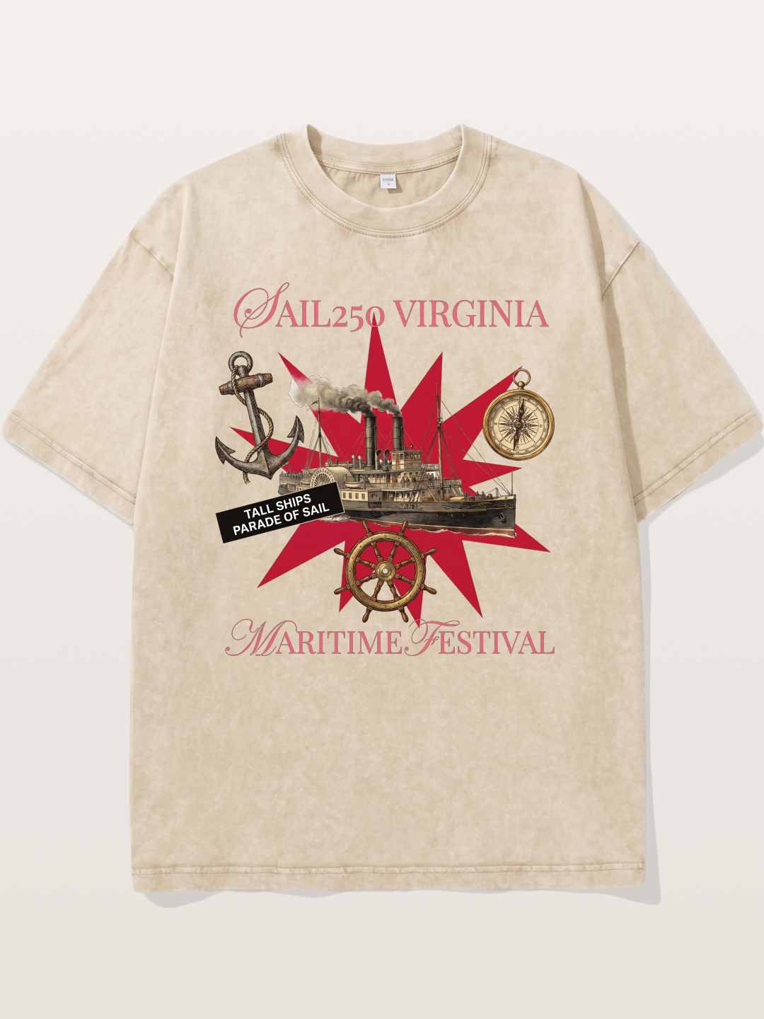 Red Star Tall Ship Festival Art Washed T-shirt