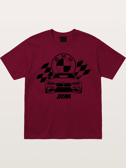 BMW M Series Checkered Flag Print Gildan T-shirt