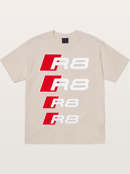 Audi R8 Red Repeated Text Cotton T-shirt