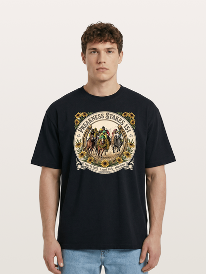151st Preakness Stakes Horseshoe Badge Cotton T-shirt
