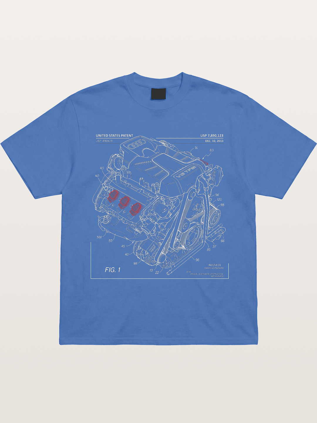 V6 TFSI Audi Powertrain Patent Drawing Gildan T-shirt